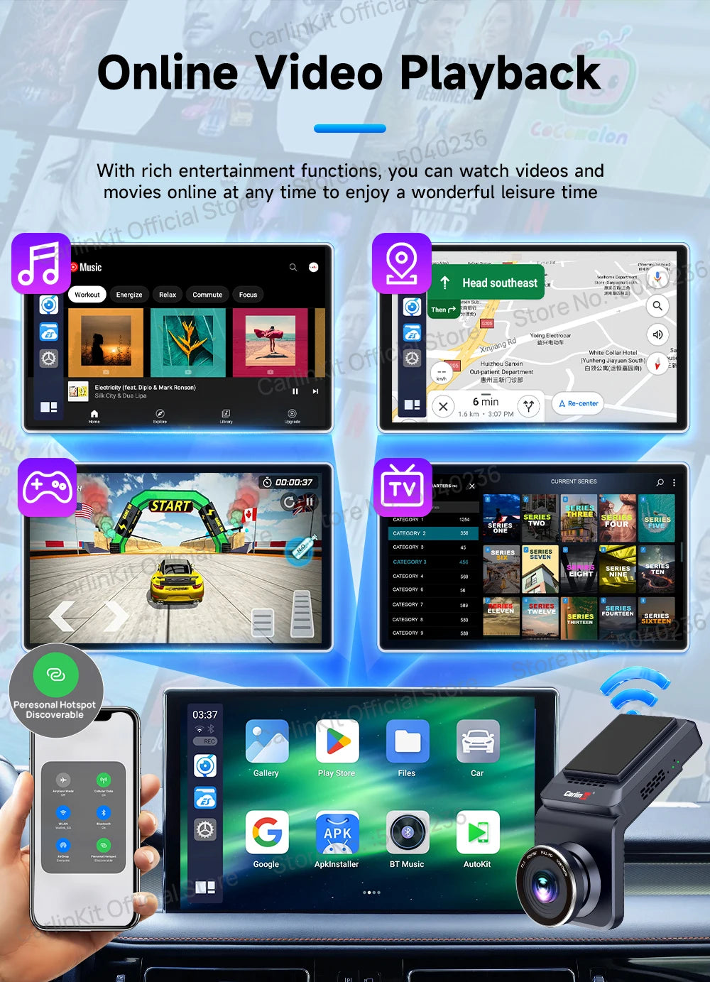 CarlinKit Android 13 8-jedrni 8+128 GB brezžični CarPlay AI Box
