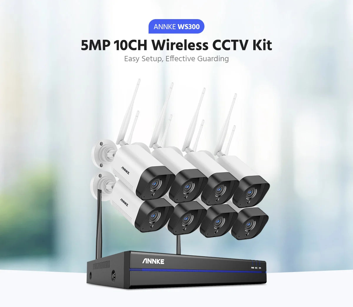 ANNKE WAS500 5MP Wireless CCTV System | 8CH NVR, Two‑Way Audio, 3.6mm WiFi Cameras