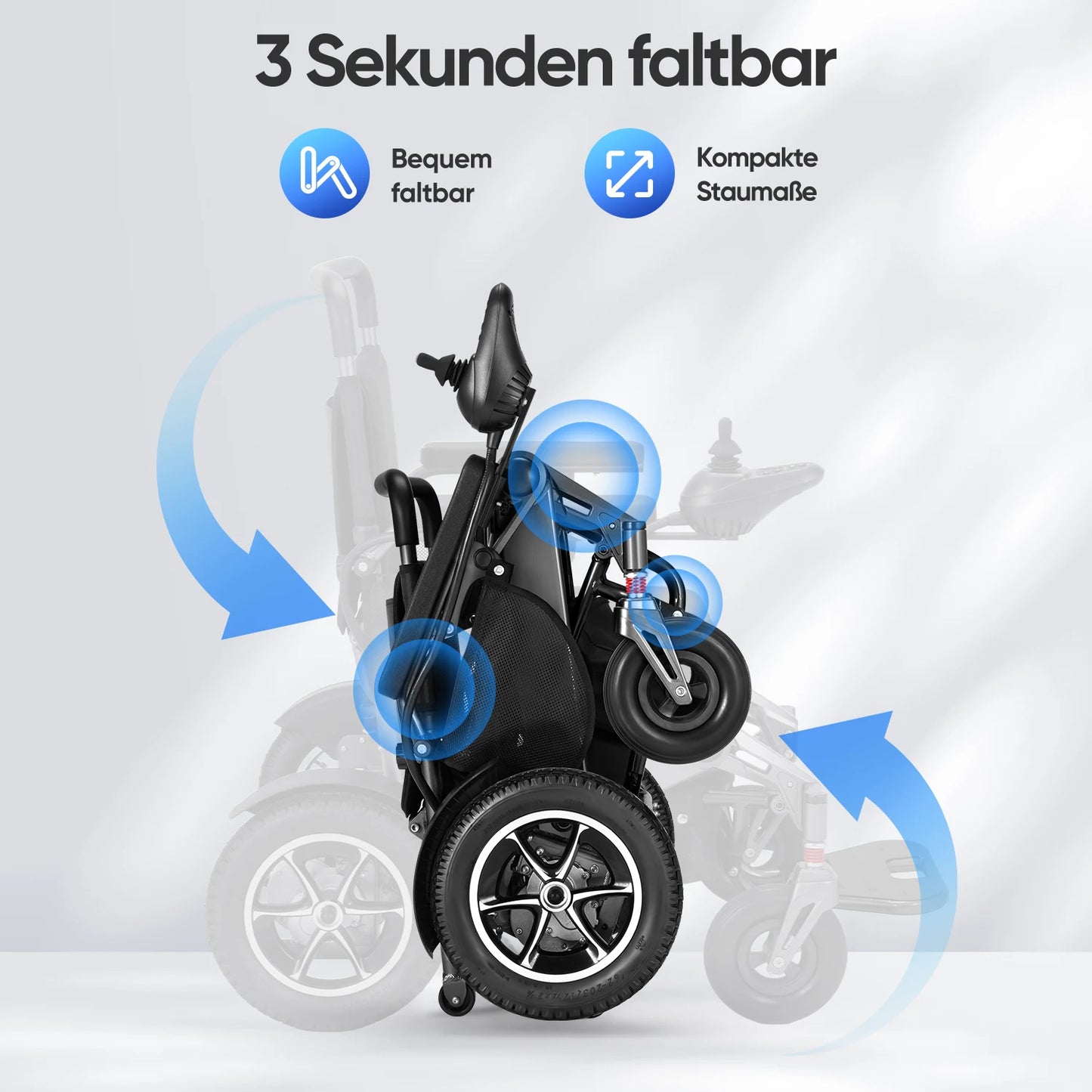 Electric Wheelchair – 30KM Travel Range, Lightweight, Foldable, Weatherproof, 500W Aluminum Frame