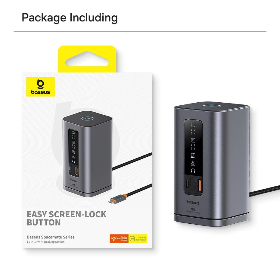 Baseus 11‑v‑1 zvezdišče USB‑C | DP 4K@60Hz, HDMI, trojni zaslon, RJ45, PD 100W, priklopna postaja USB 3.1
