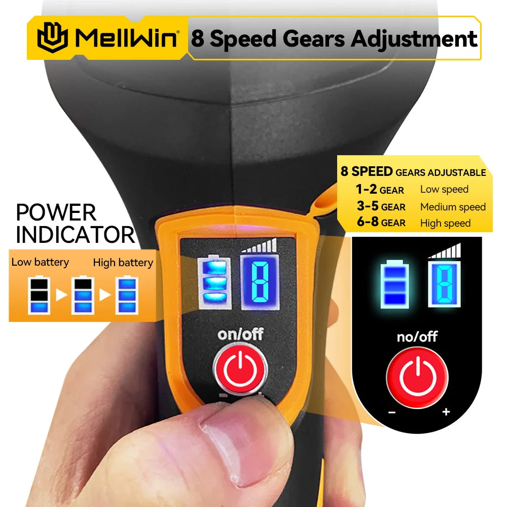 MELLWIN 150mm Cordless Electric Car Polisher 8 Adjustment Car Polishing Waxing Sanding Power Tool For Makita 18V Battery Pin - Limetastore