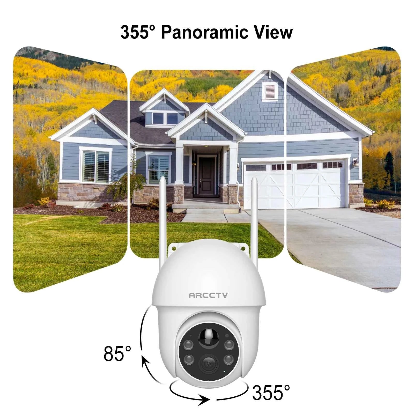 ARCCTV 2K Solar Wifi Camera Color Night Vision Security Surveillance Camera Outdoor Wireless Motion Detection HD Two Way Audio - Limetastore