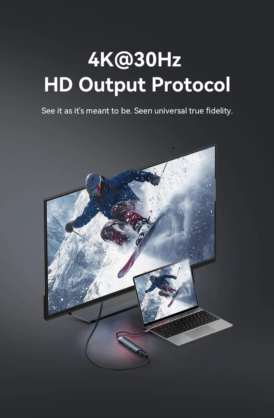 Vention USB‑C HDMI Hub | 4K30Hz, USB 3.0, SD/TF, PD 100W Multiport Adapter