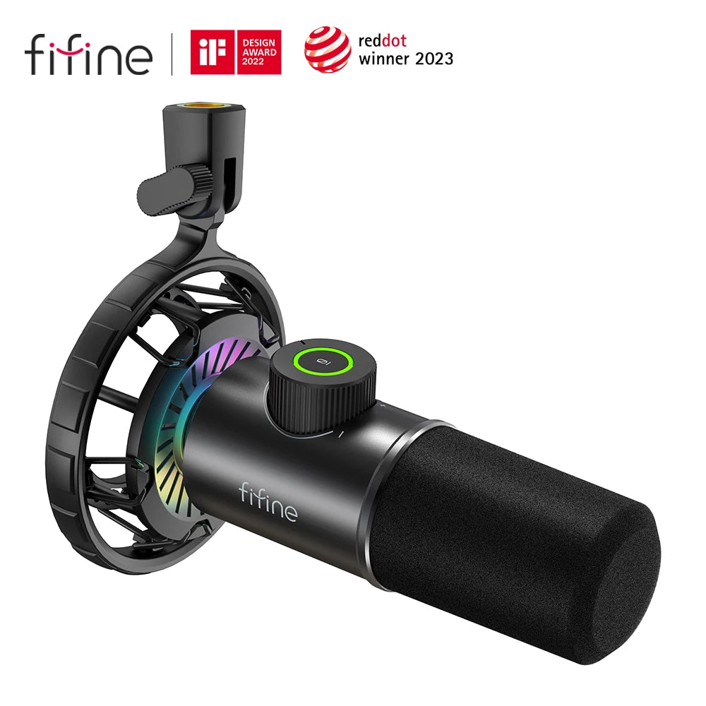 FIFINE K658 RGB USB dinamični mikrofon | Vrhunski mikrofon za igranje iger in pretakanje v živo