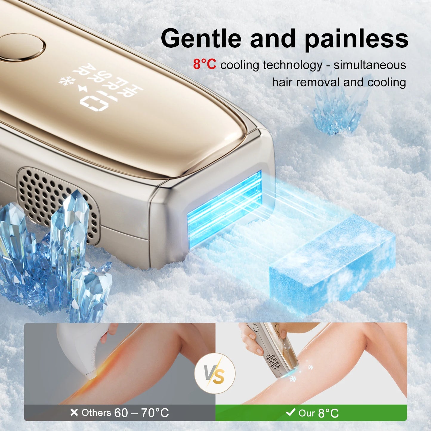 ANLAN IPL Hair Removal | ICE Cooling, 26J, Unlimited Flashes, Painless