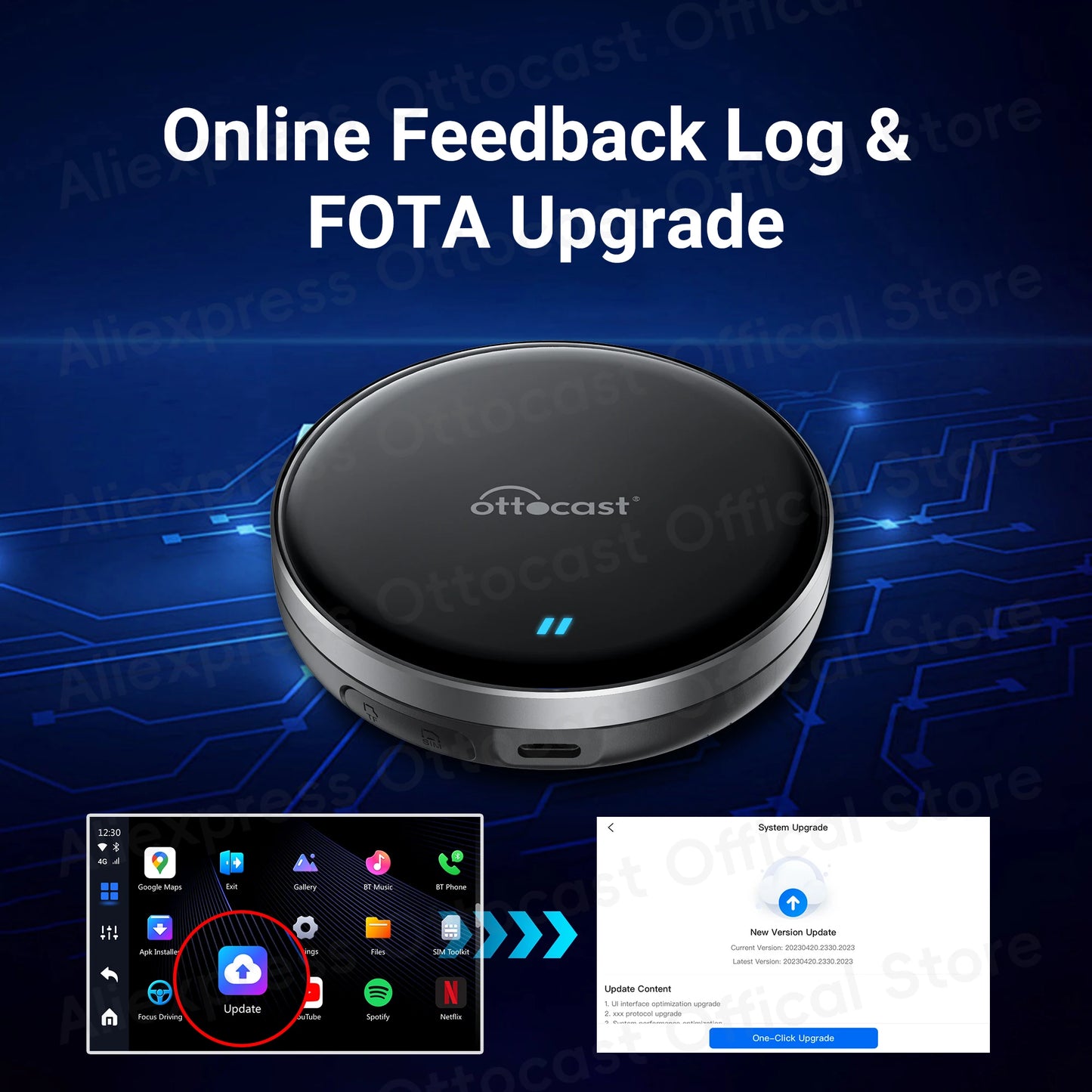 OTTOCAST P3 Lite OttoAiBox Brezžični CarPlay Android AI Box