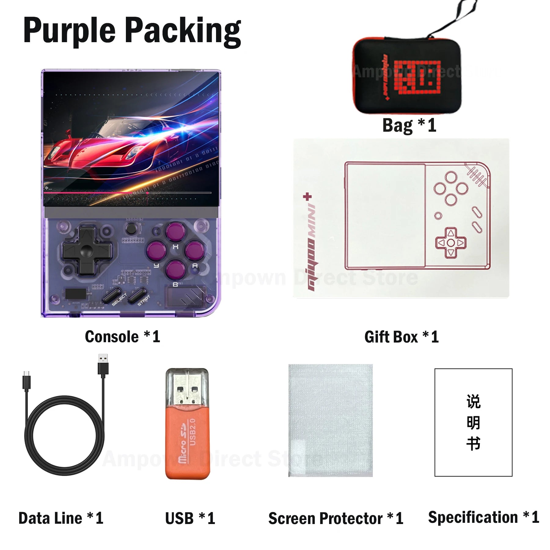 AMPOWN Miyoo Mini Plus Consoles Handheld Game Players 3.5'' IPS Portable Retro Video Game Linux System 3000mAh Wireless Emulator - Limetastore