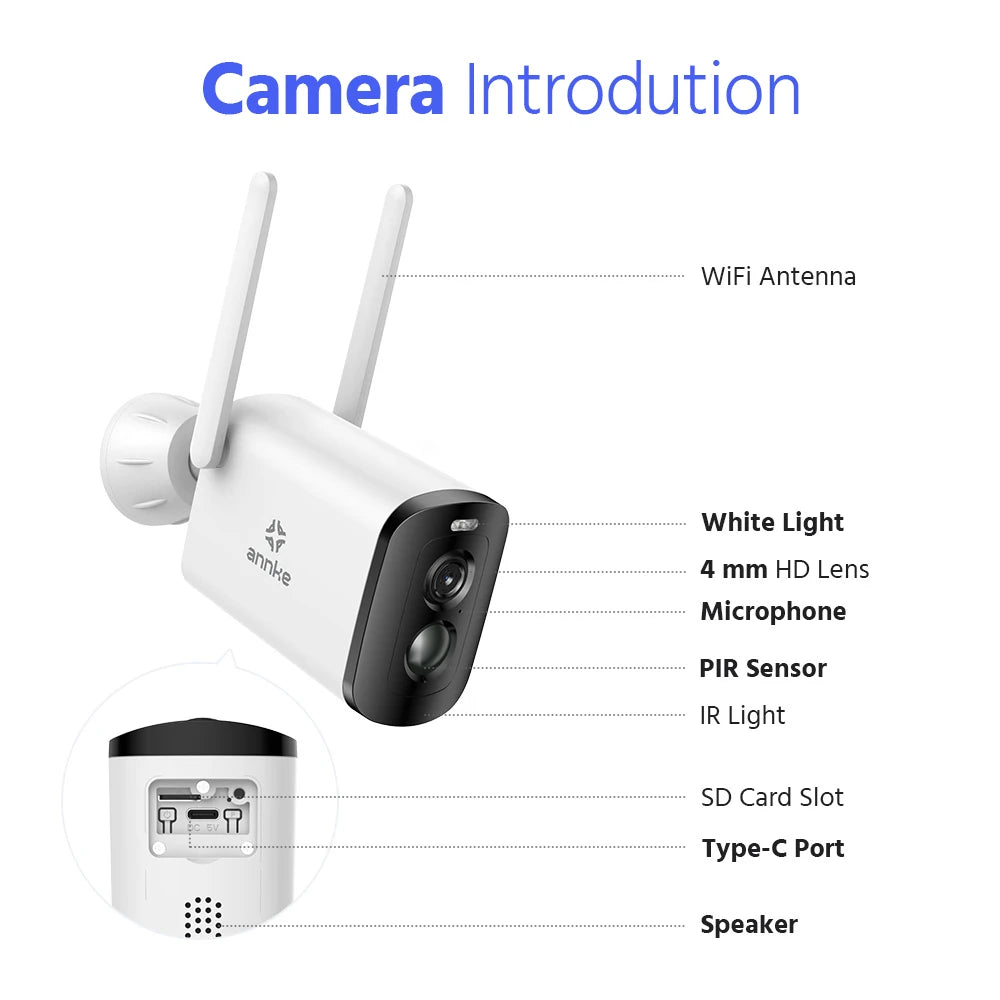 ANNKE 4MP solarni CCTV sistem | 10-kanalni NVR, 5MP PTZ WiFi kamere, PIR in barvni nočni vid