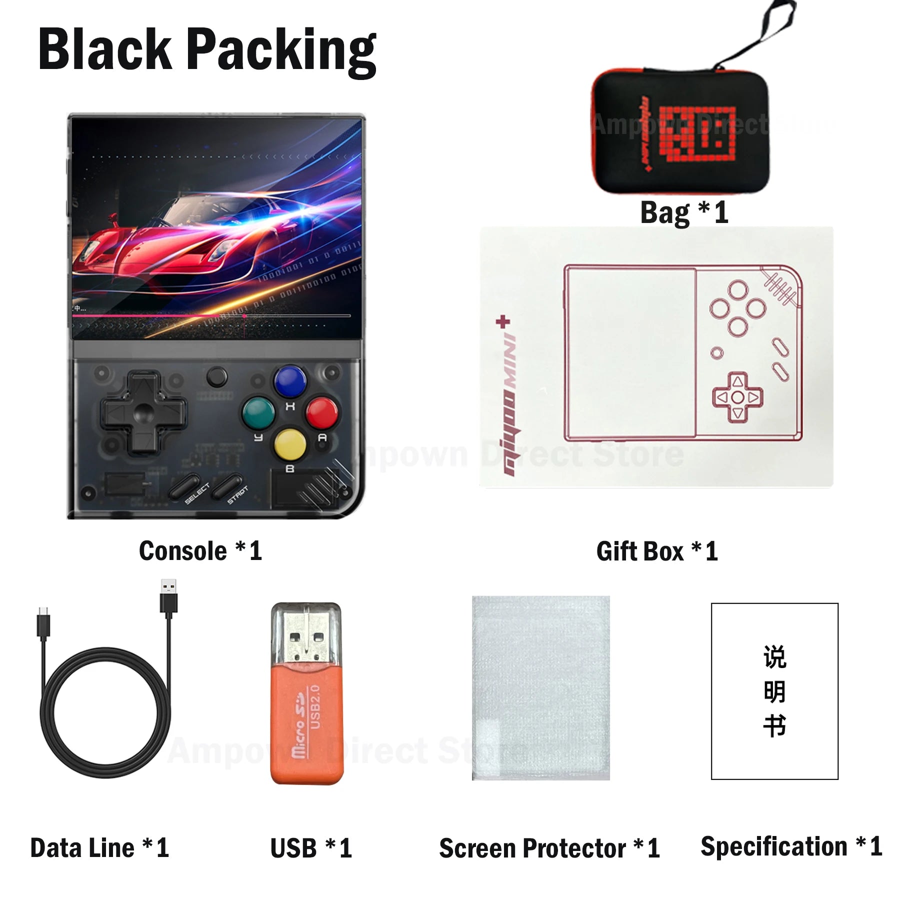 AMPOWN Miyoo Mini Plus Consoles Handheld Game Players 3.5'' IPS Portable Retro Video Game Linux System 3000mAh Wireless Emulator - Limetastore