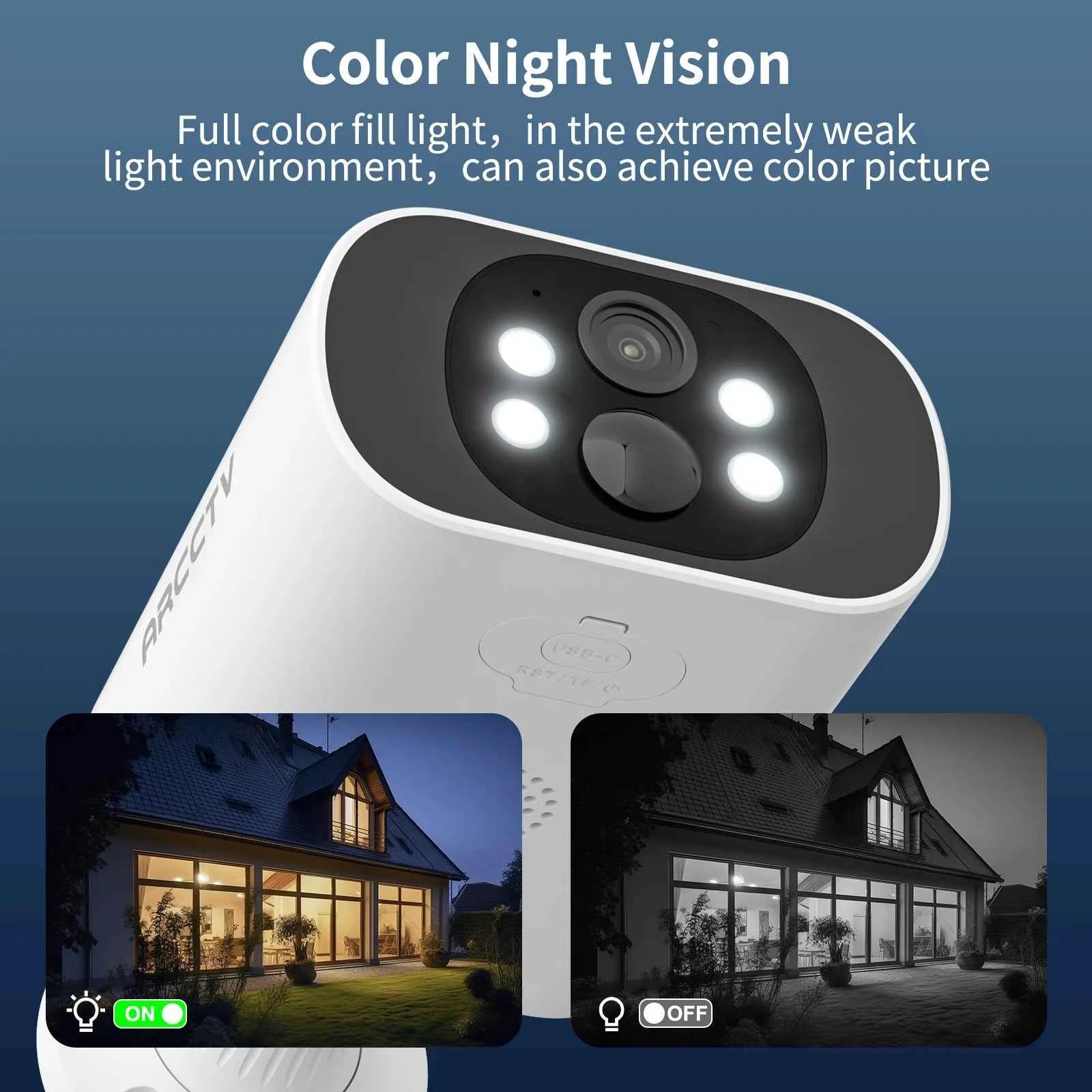 ARCCTV 4MP Wifi Solar Battery Camera Kit Surveillance Security System Humanoid Detection Siren Alarm Outdoor Wireless Camera Set - Limetastore