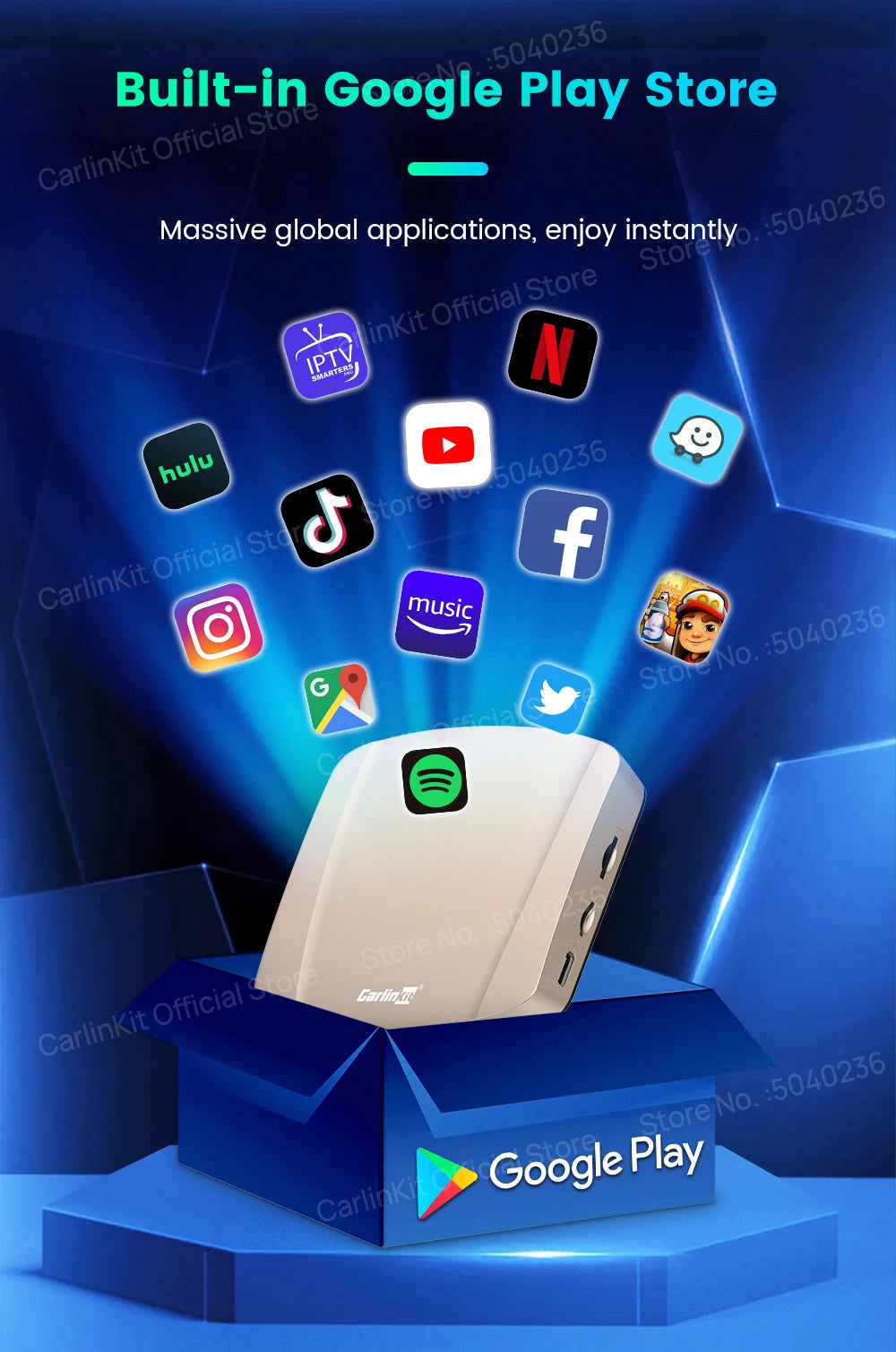 CarlinKit Tbox-Ultra Android 15 8+128GB Brezžični CarPlay AI Box