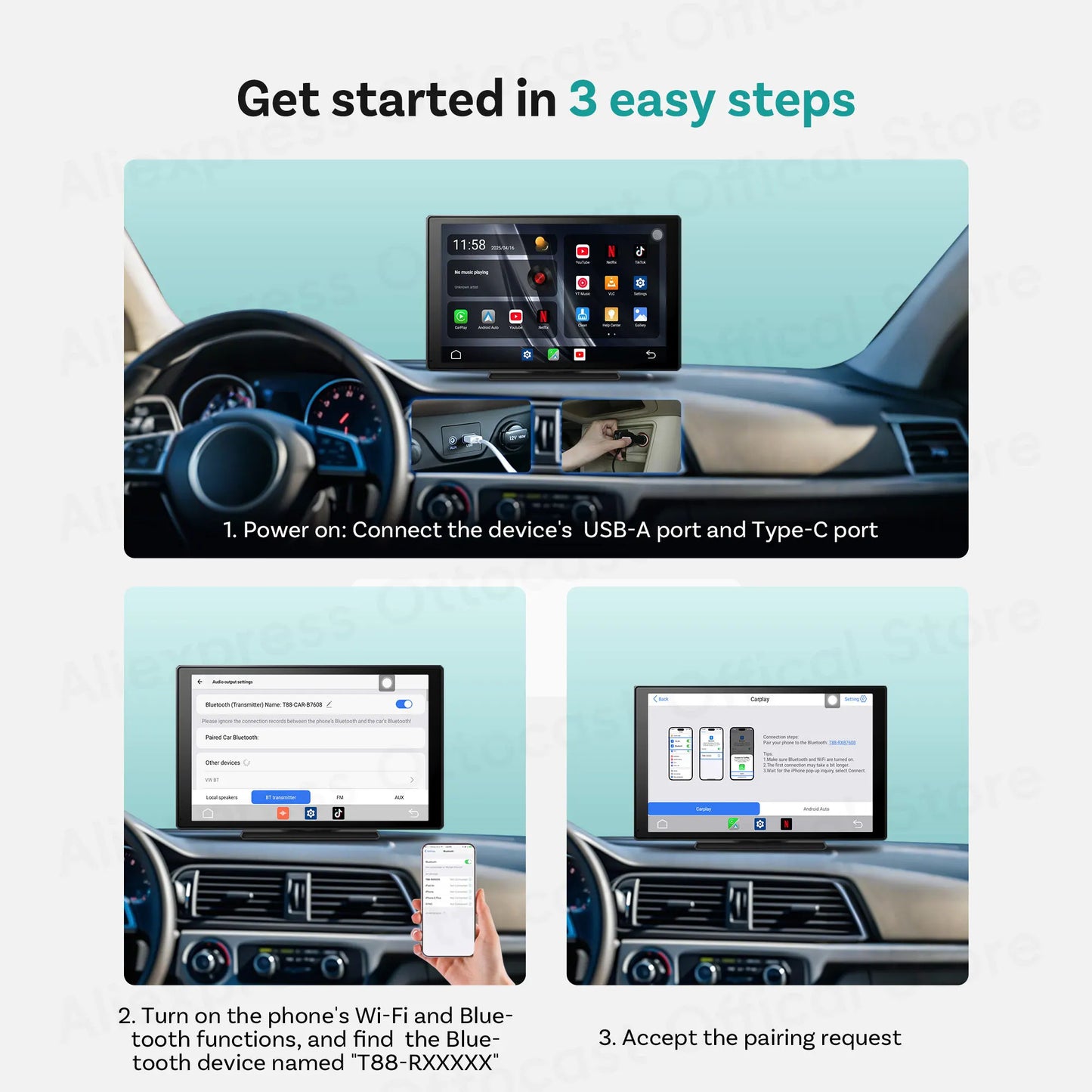 OTTOCAST Express 9" Wireless CarPlay Android Car Display