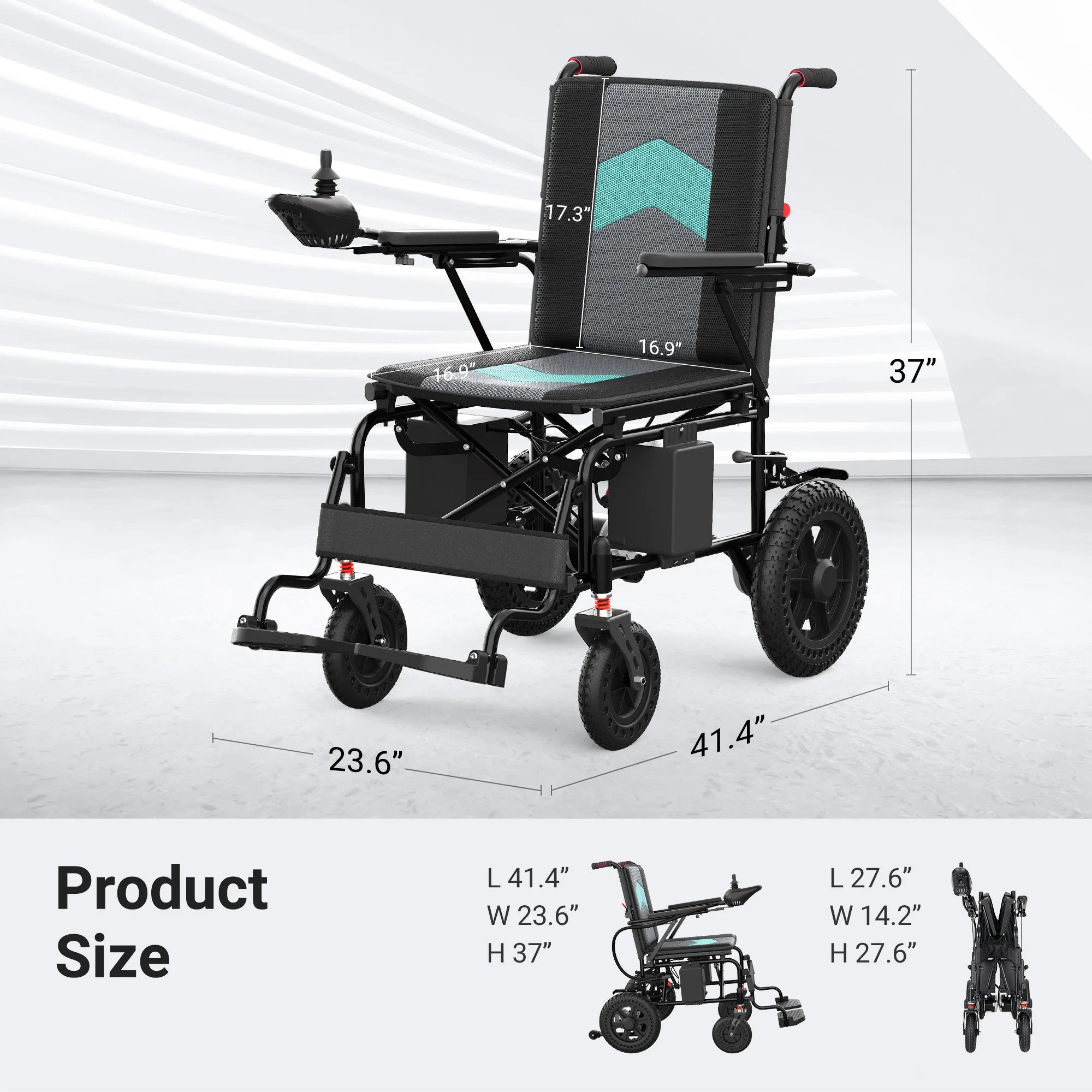 Foldable All‑Terrain Electric Wheelchair (500W, 15 km range, 3.7 mph)