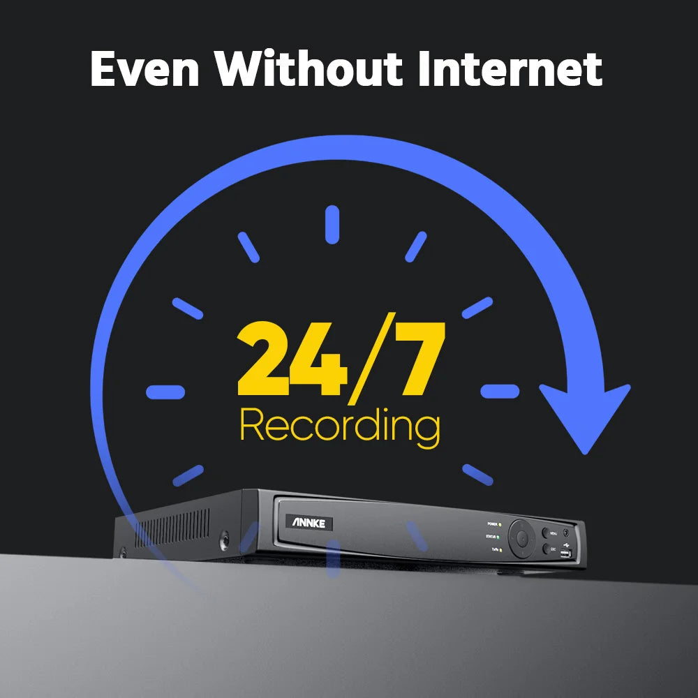 ANNKE 12MP PoE CCTV System | 8CH H.265+ NVR, 4/8× 12MP Cameras, Audio Recording