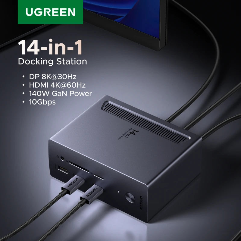 UGREEN priklopna postaja USB-C 14-v-1 s trojnim zaslonom