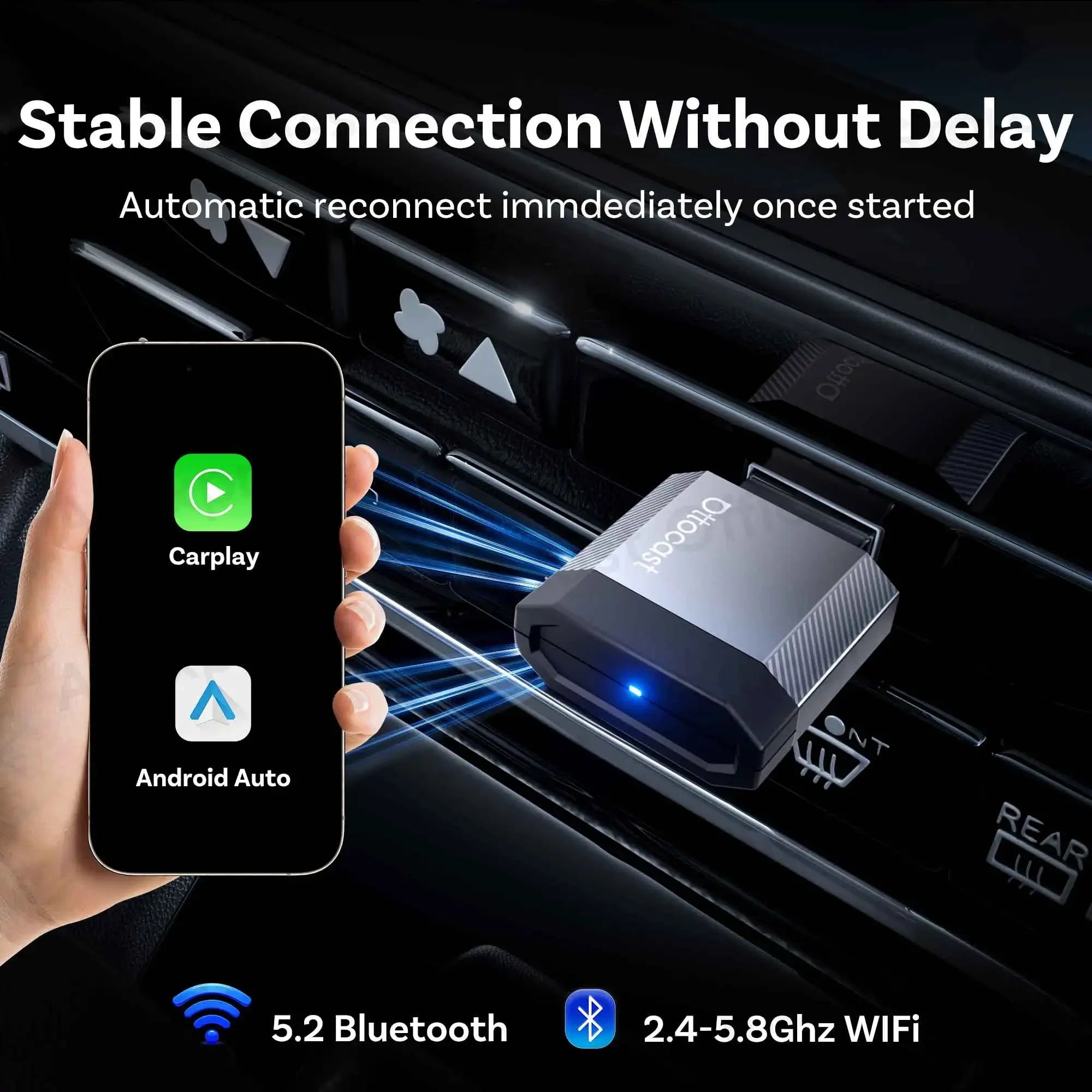 Brezžični adapter CarPlay in Android Auto OTTOCAST Mini Nova 3.0
