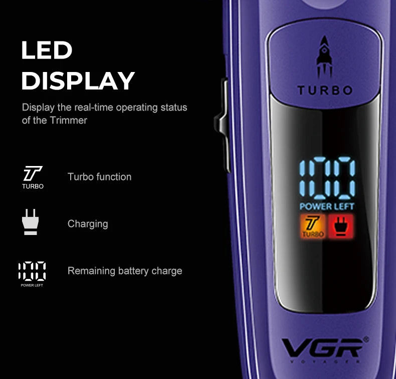 VGR V-274 Professional Hair Trimmer – Turbo Mode, 140-Min Runtime, 9 Angles