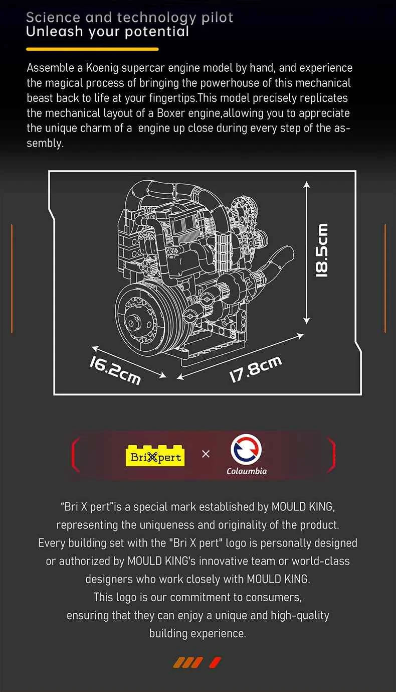 Mould King 10215 Motorized Supercar Engine Building Set | Technical Car Toy - Limetastore