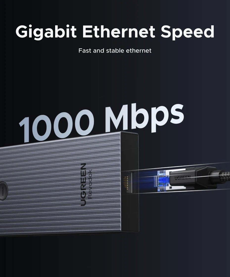 UGREEN 10Gbps USB-C zvezdišče s HDMI 4K60Hz, gigabitnim RJ45, PD100W, SD/TF in USB-A/C priključki