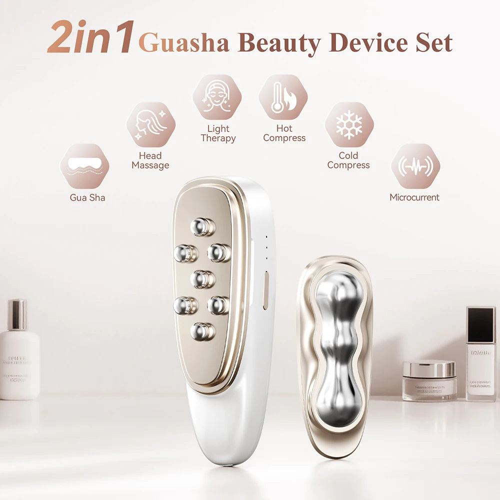 ANLAN Guasha Beauty Device Set for Facial Swelling Removal and Wrinkle Reduction - Dual-frequency EMS Hot Cold Massager - Limetastore