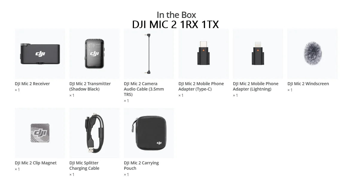 DJI Mic 2 – Brezžični mikrofon z inteligentnim odpravljanjem šumov in 32-bitnim plavajočim notranjim snemanjem
