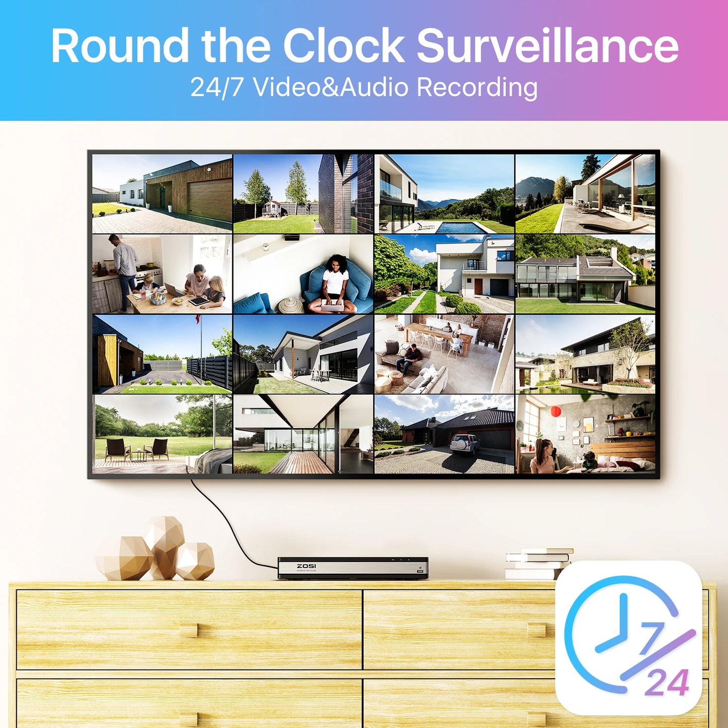 ZOSI 16CH 4K PoE Security Camera System – 8MP AI Detection IP Cameras | Waterproof 5MP/8MP