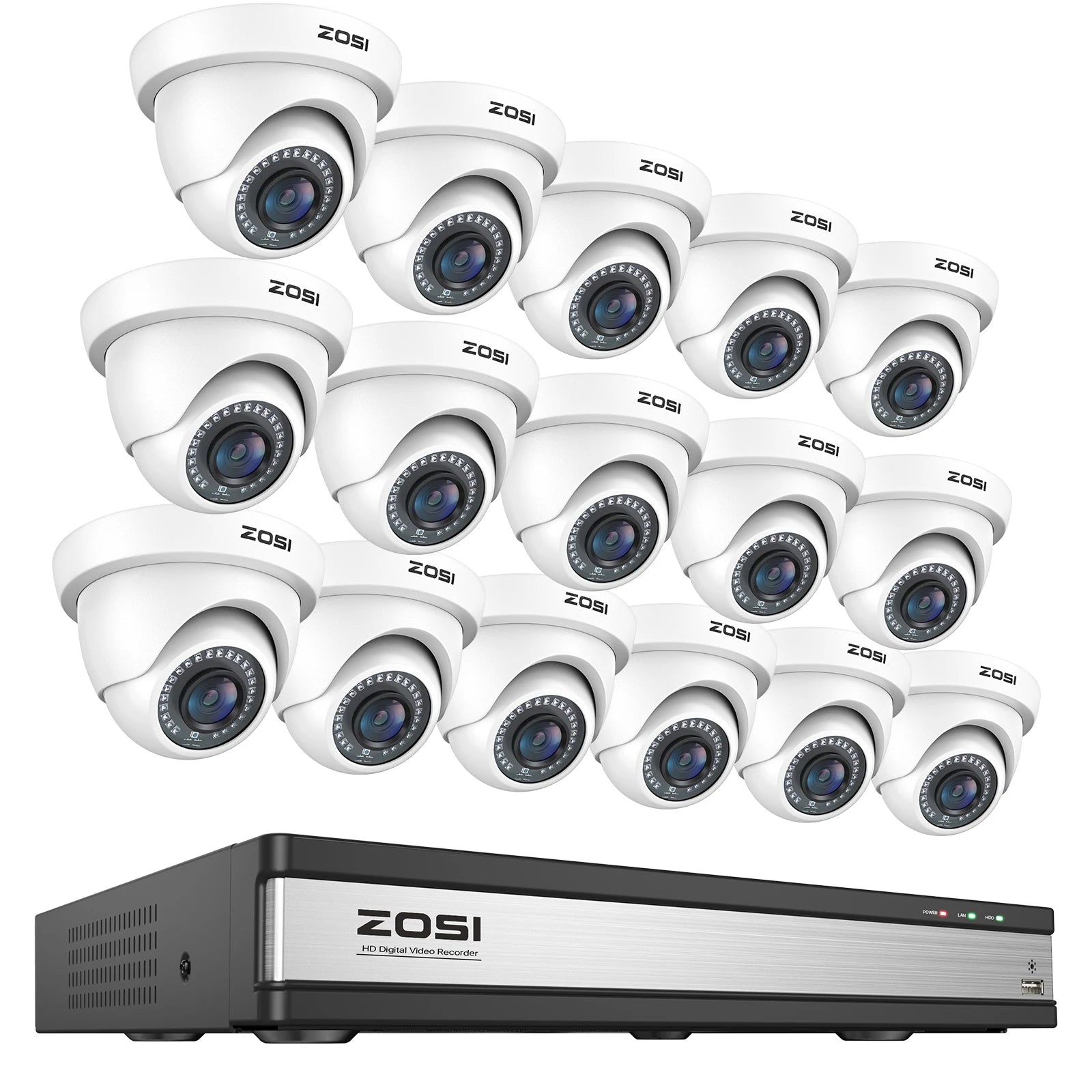 Žični varnostni sistem s kamerami ZOSI 16CH 1080p – DVR H.265+ z zaznavanjem ljudi in vozil