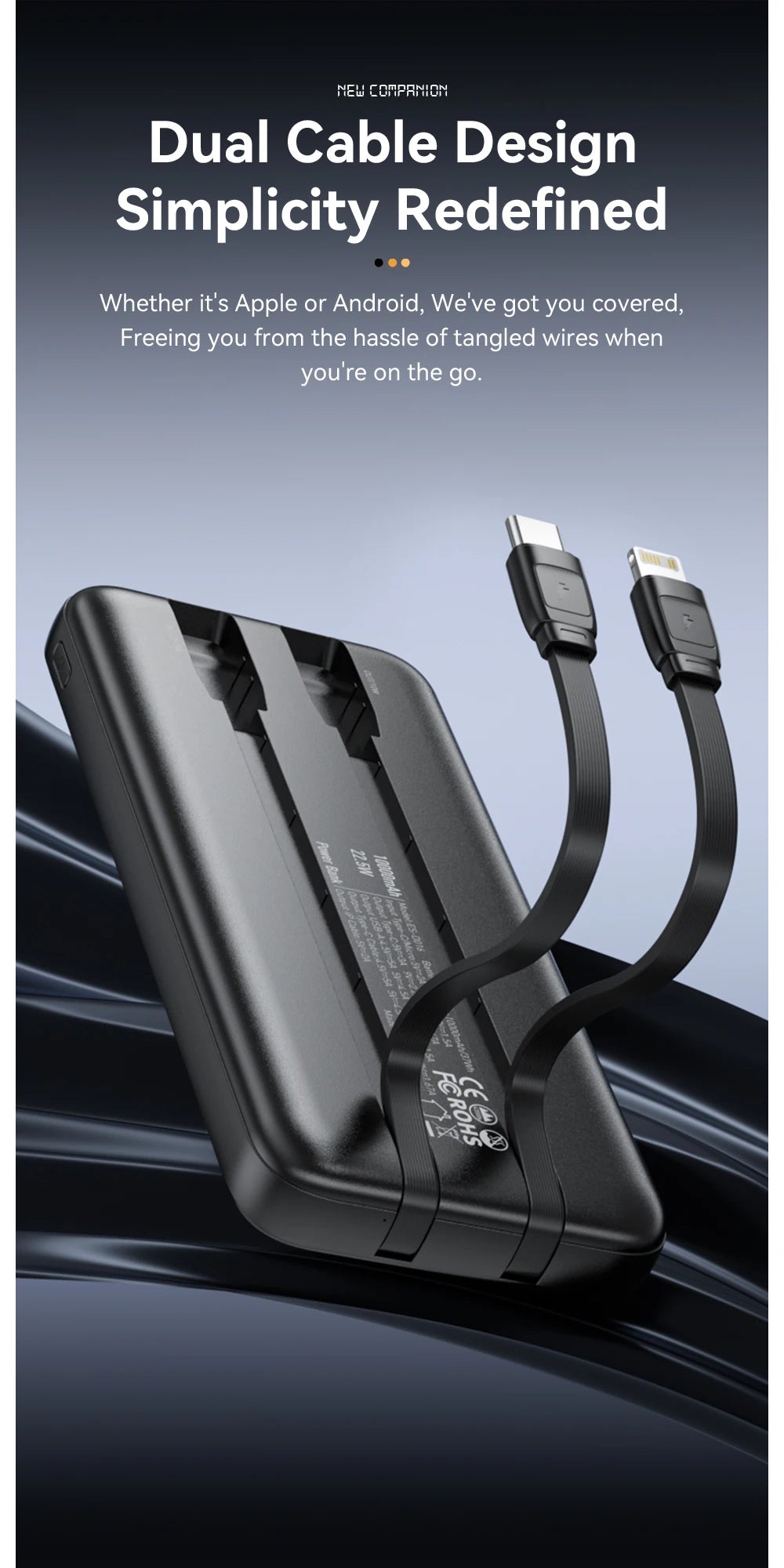 ESSAGER 30000mAh Power Bank 22.5W PD hitro prenosno polnjenje