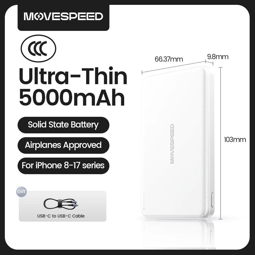 MOVESPEED poltrda baterijska prenosna polnilna baterija 5000 mAh MagSafe Magnetic