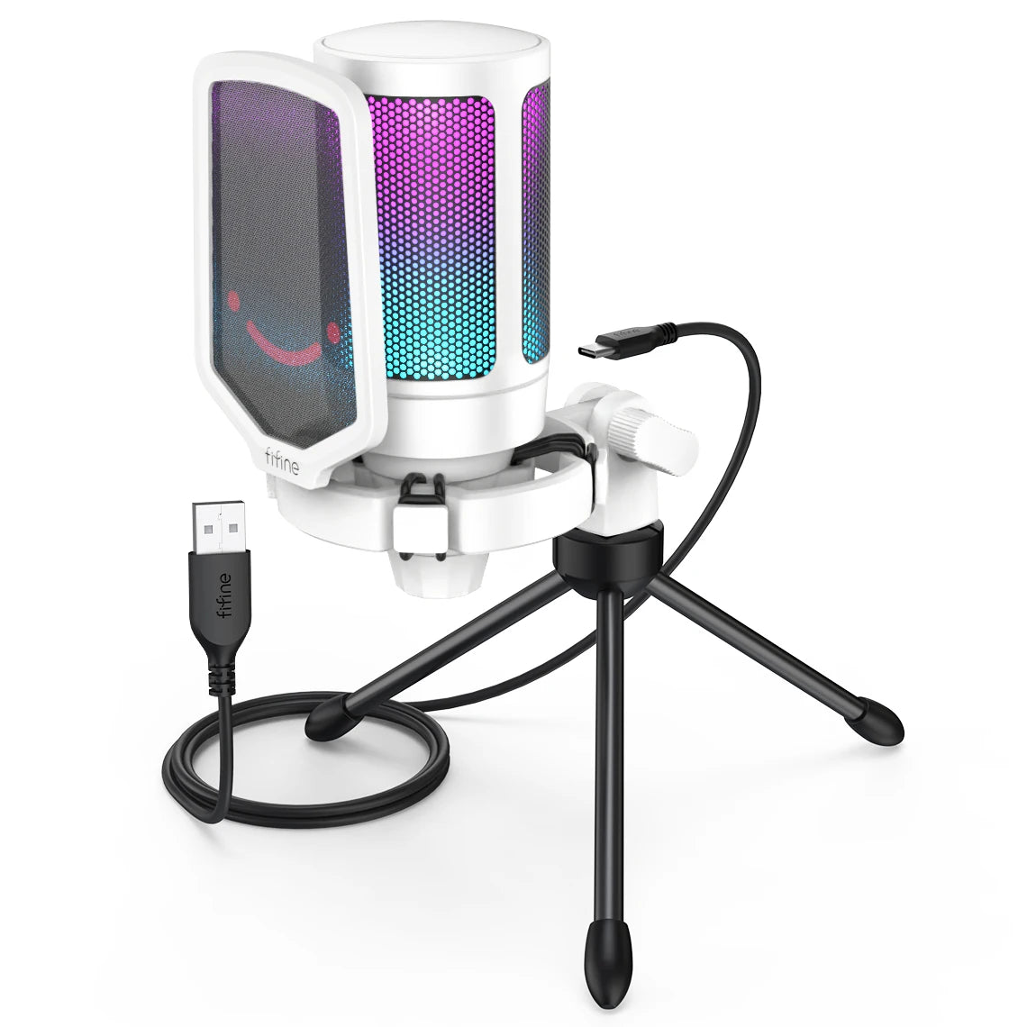 FIFINE RGB USB Gaming Microphone | Condenser Mic for PC, PS5 & Mac - Limetastore