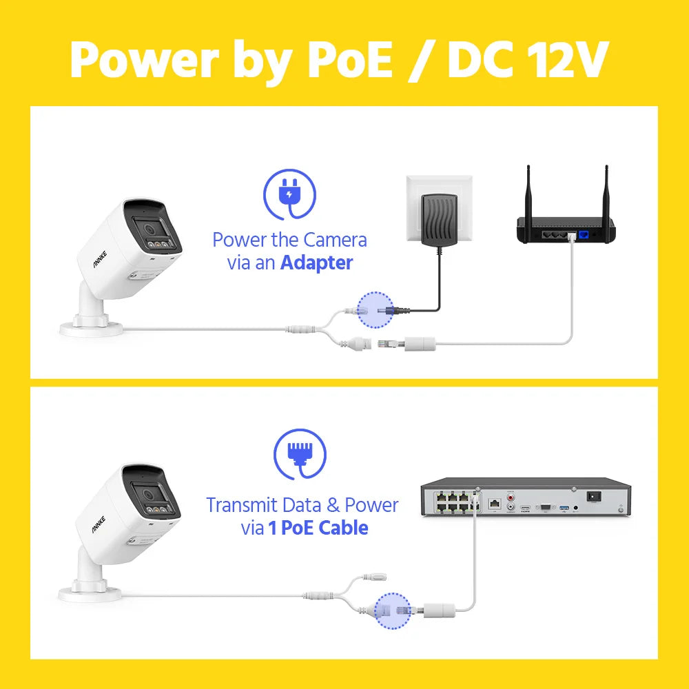 ANNKE 8MP 4K PoE komplet nadzornih kamer Bullet | Nočni vid EXIR, IP67, e-poštna opozorila
