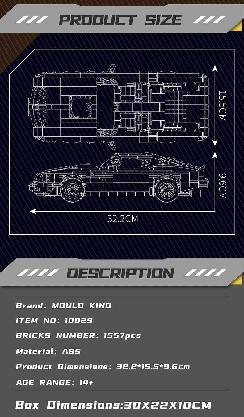 Mould King 10029 Black Firebird Sport Racing Car - Limetastore
