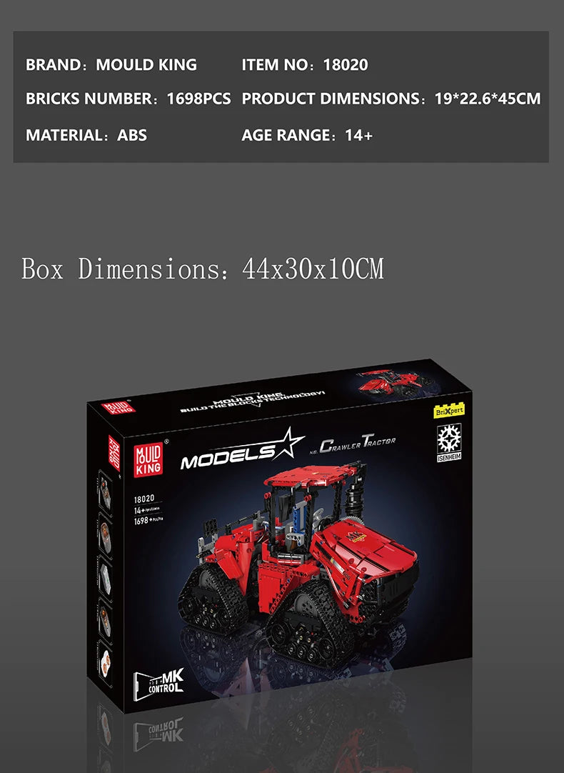Mould King 18020 Pneumatic Crawler Tractor | RC MOC-35270 Technical Farm Truck Building Block Set - Limetastore