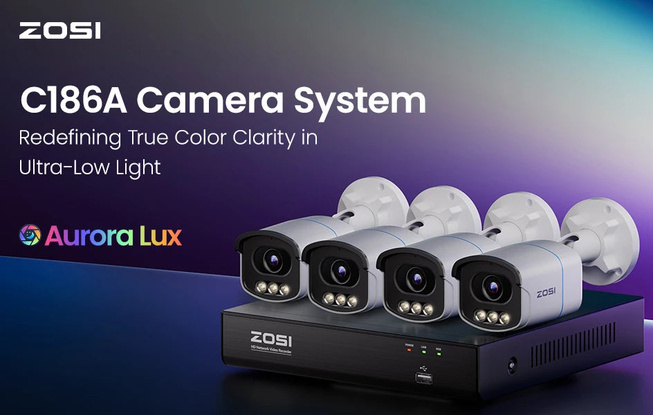 Varnostni kamerov sistem ZOSI 4K 8MP PoE – barvni nočni vid Aurora Lux | 5MP/8MP za zunanjo/notranjo uporabo