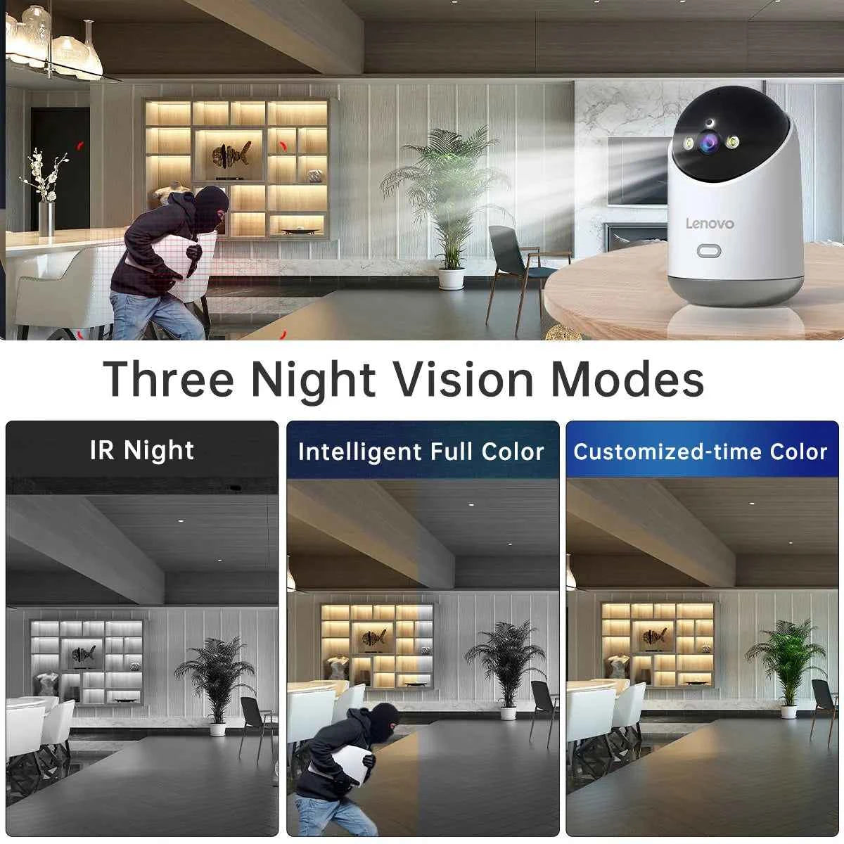 Lenovo 3K WiFi Camera Home Indoor Security IP Camera Color Night Auto Tracking CCTV Video Surveillance Camera Smart Baby Monitor - Limetastore