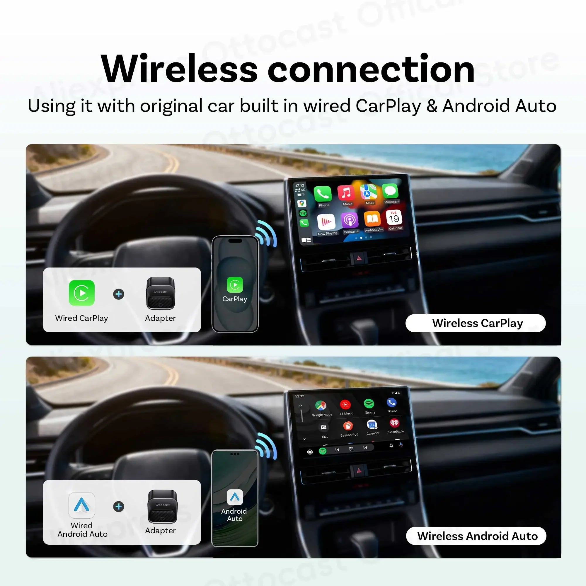Brezžični adapter OTTOCAST Mini Core za CarPlay in Android Auto