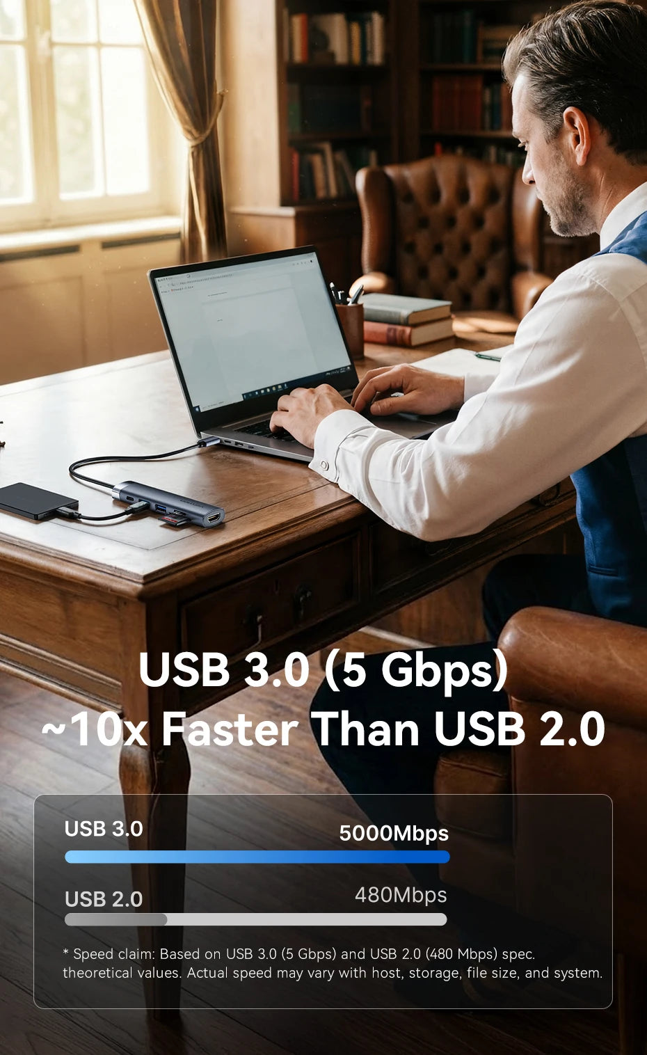 Vention USB‑C HDMI Hub | 4K30Hz, USB 3.0, SD/TF, PD 100W Multiport Adapter