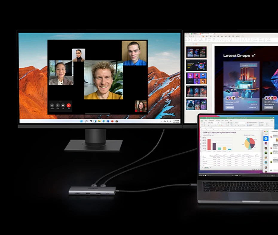 UGREEN 10-v-1 dvojni HDMI USB-C hub z izhodom 8K in 4K, gigabitnim Ethernetom, USB 3.0, PD100W