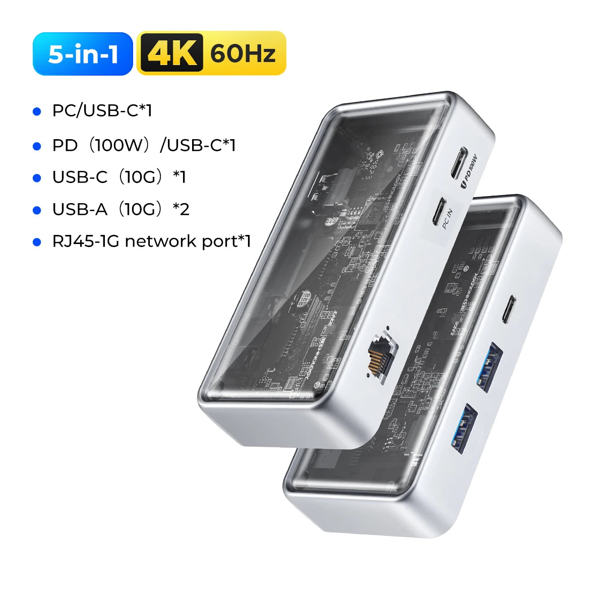 ORICO Metallic USB C HUB 10Gbps Docking Station 4K60Hz HDMI-compatible USB 3.0 Adapter RJ45 for Macbook Pro Laptop Accessories