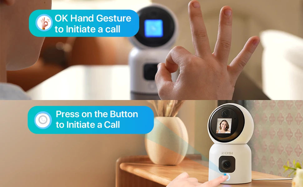 ZOSI Smart Baby Cam – WiFi PTZ Indoor Camera with AI Auto‑Tracking, 360° Panoramic View
