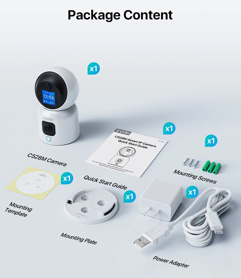 ZOSI Smart Baby Cam – WiFi PTZ Indoor Camera with AI Auto‑Tracking, 360° Panoramic View