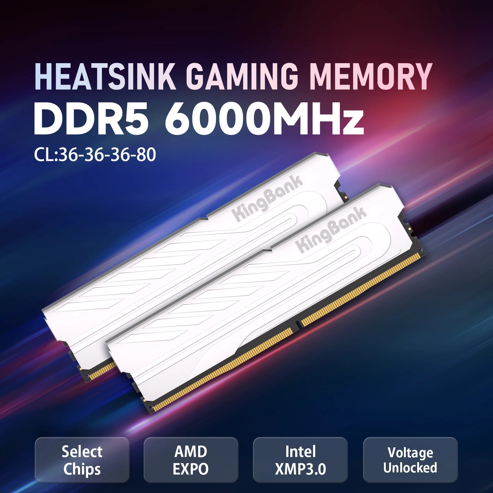 KingBank DDR5 RGB Gaming RAM 32GB Kit (2x16GB) 6000MHz CL36
