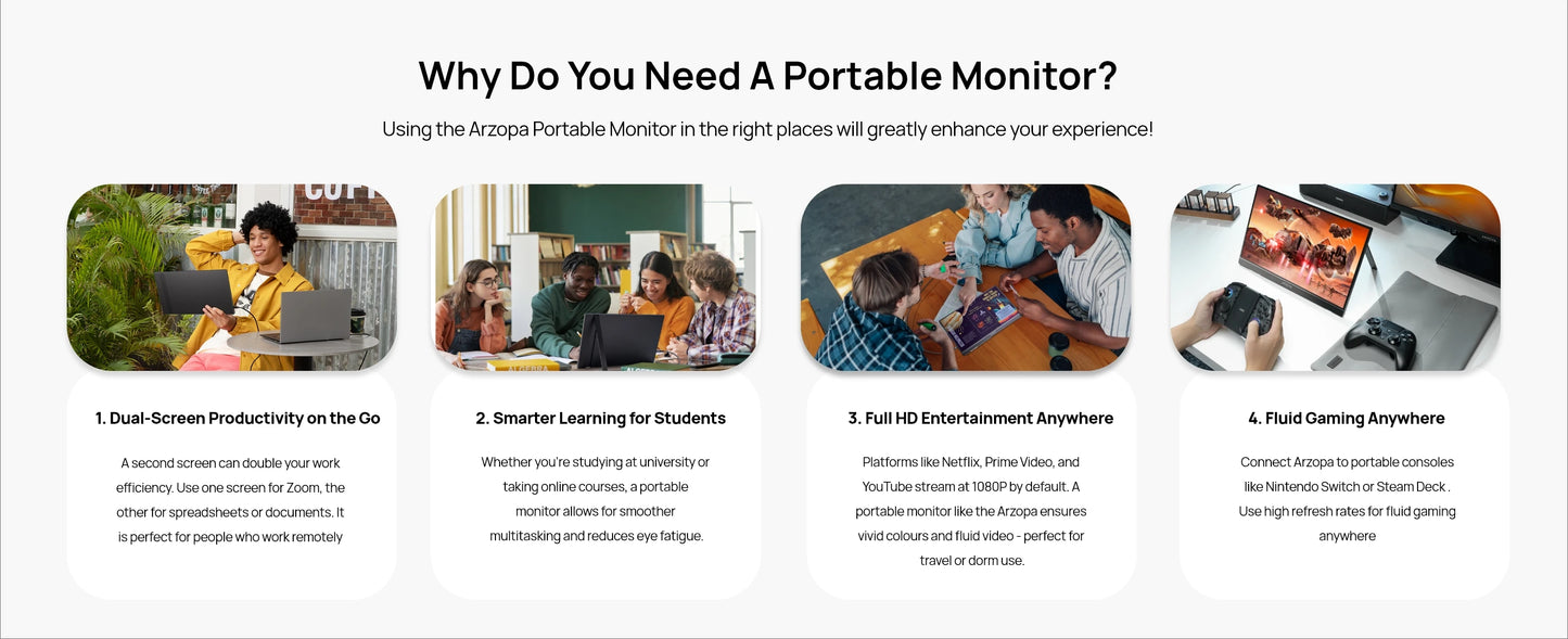 ARZOPA Z3FC 16.1" Portable Monitor | 2.5K QHD, 180Hz, HDR, IPS, Gaming & Work