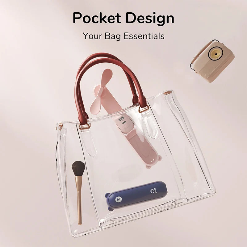 JISULIFE prenosni mini ročni ventilator – 4500 mAh, USB, polnljiv, tih žepni ventilator