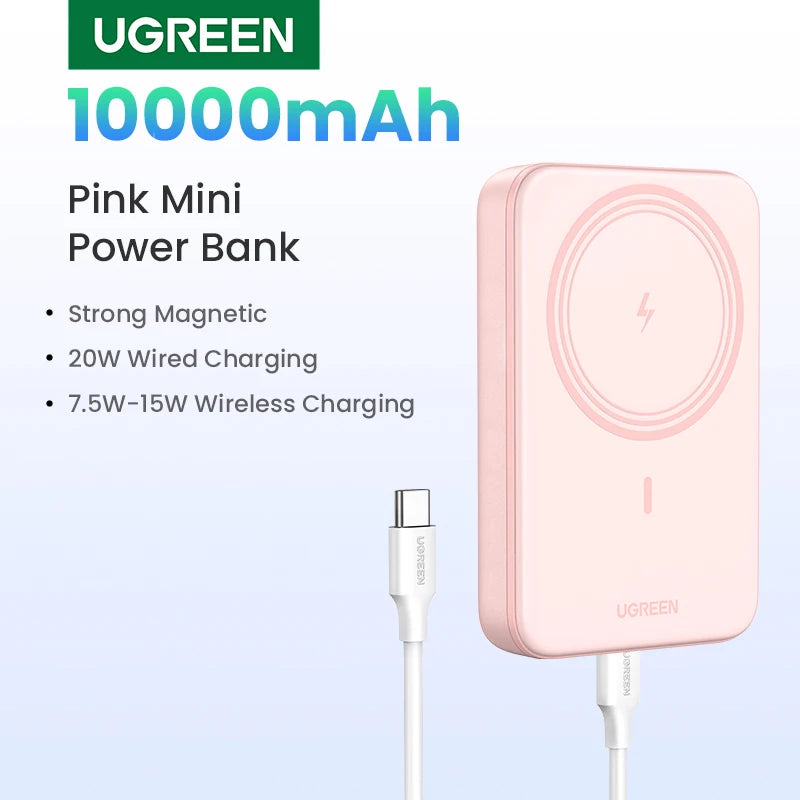 UGREEN PD20W magnetna prenosna baterija – 10000 mAh prenosna zunanja baterija za hitro brezžično polnjenje