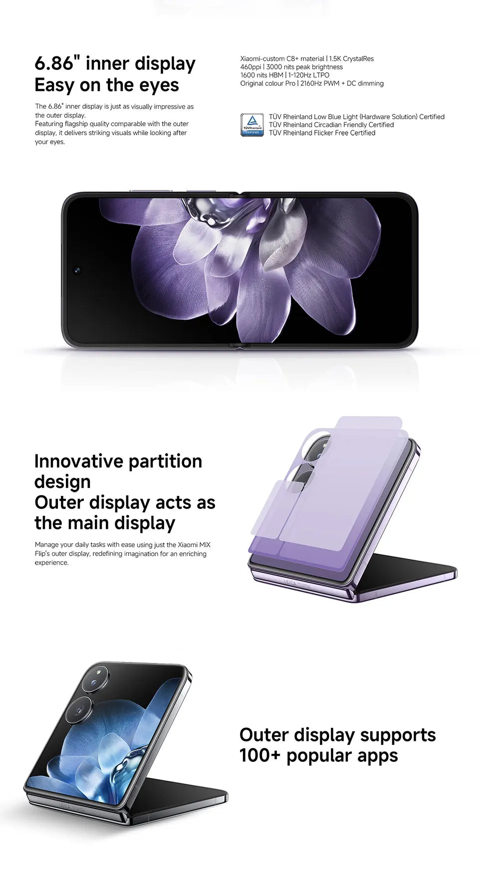 FR Warehouse Xiaomi MIX Flip Smartphone Global Version New Snapdragon 8 Gen 3 CPU 50MP Leica Camera  12GB RAM 512GB ROM 6.86 inch Foldable Display NFC - Limetastore