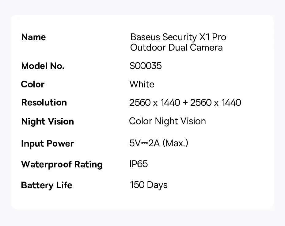 Baseus Security X1 Pro Outdoor Dual Camera Wireless 3K Camera Solar Panel Face Recognition Smart AI Tracking Security Camera - Limetastore