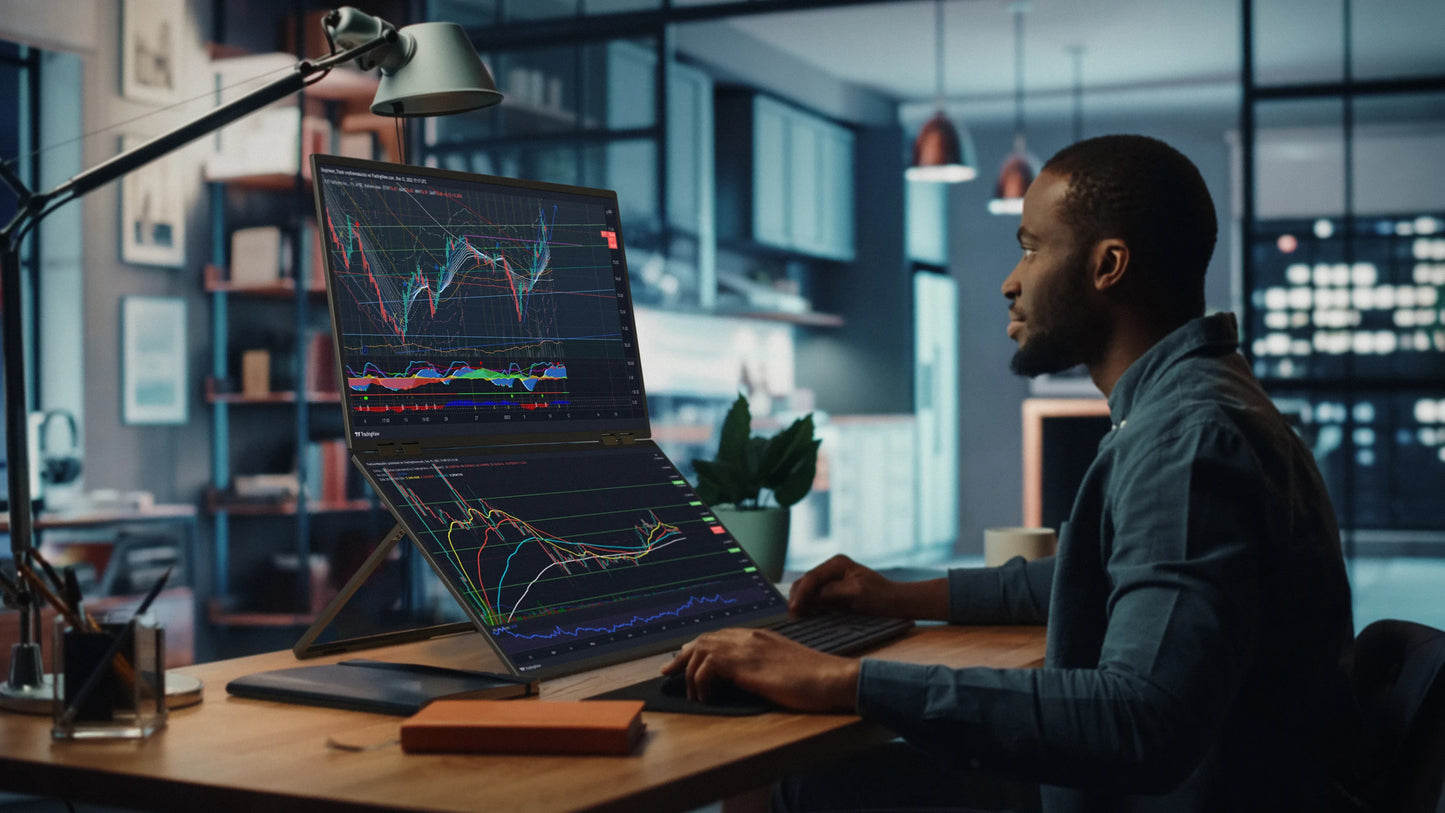 23.8" 100Hz Dual Screen Stacked Computer Monitor 1080P HDR 360° Folding Triple Portable Display for Laptop PC Phone Game Console - Limetastore