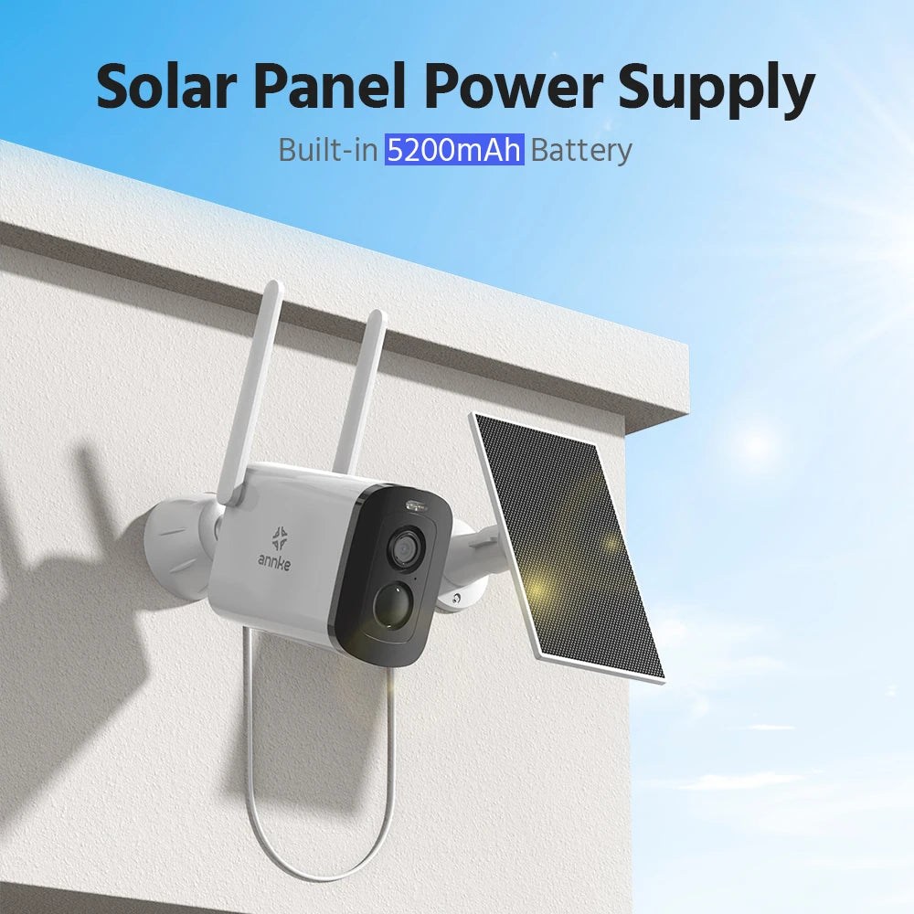 ANNKE 4MP Solar Wireless Camera System | 4CH NVR, Color Night Vision, Dual‑Band WiFi