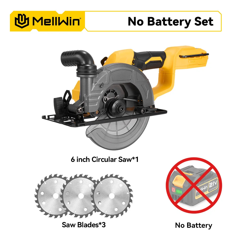 MELLWIN 150MM 6 Inch Brushless Circular Saw Handheld Multi-function Electric Saws Power Tool For Makita 18V Battery Pin - Limetastore